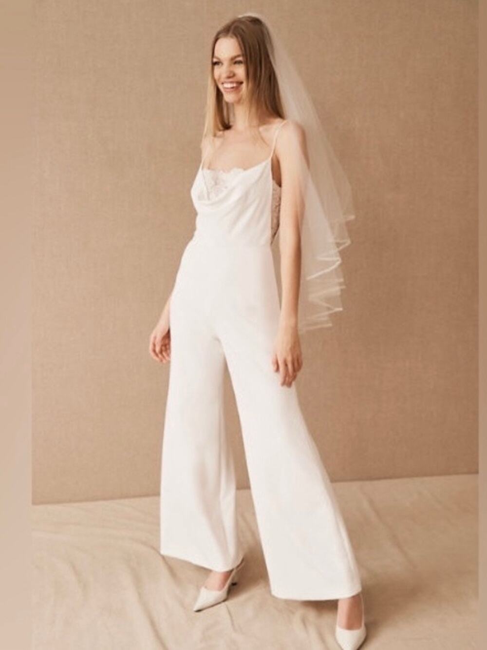 Sachin + Babi Carrie Partially Embellished Bodice Jumpsuit in Ivory Size 4 NWT